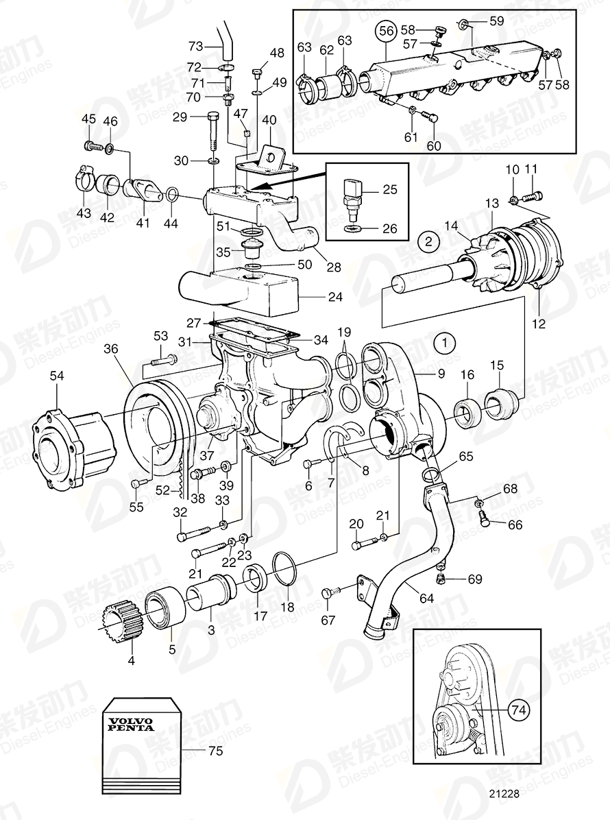 VOLVO Thermostat housing 8193578 Drawing